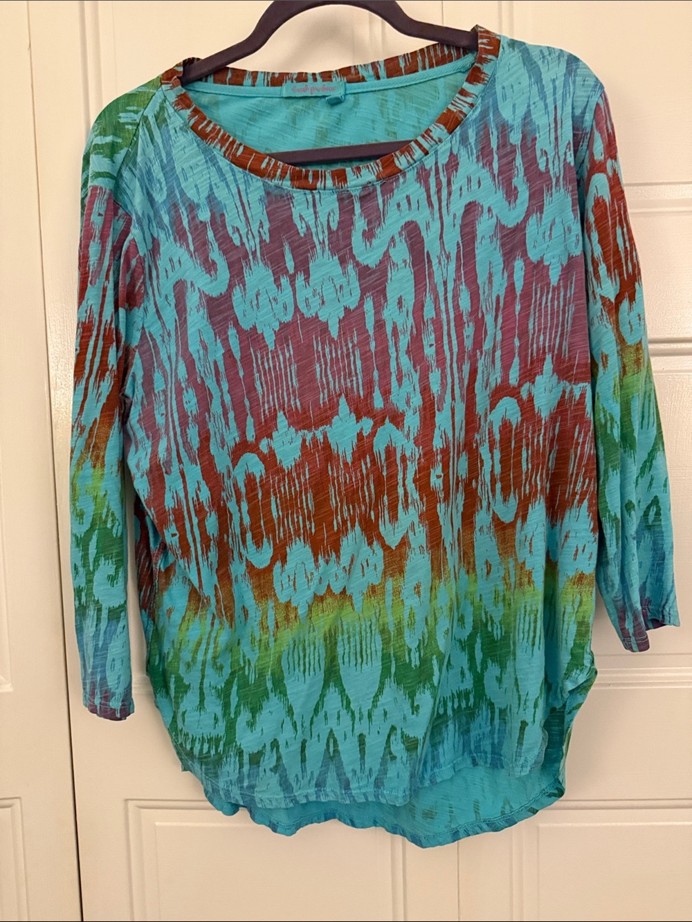 Fresh Produce Turquoise Multi-Color Patterned Long-Sleeve Top